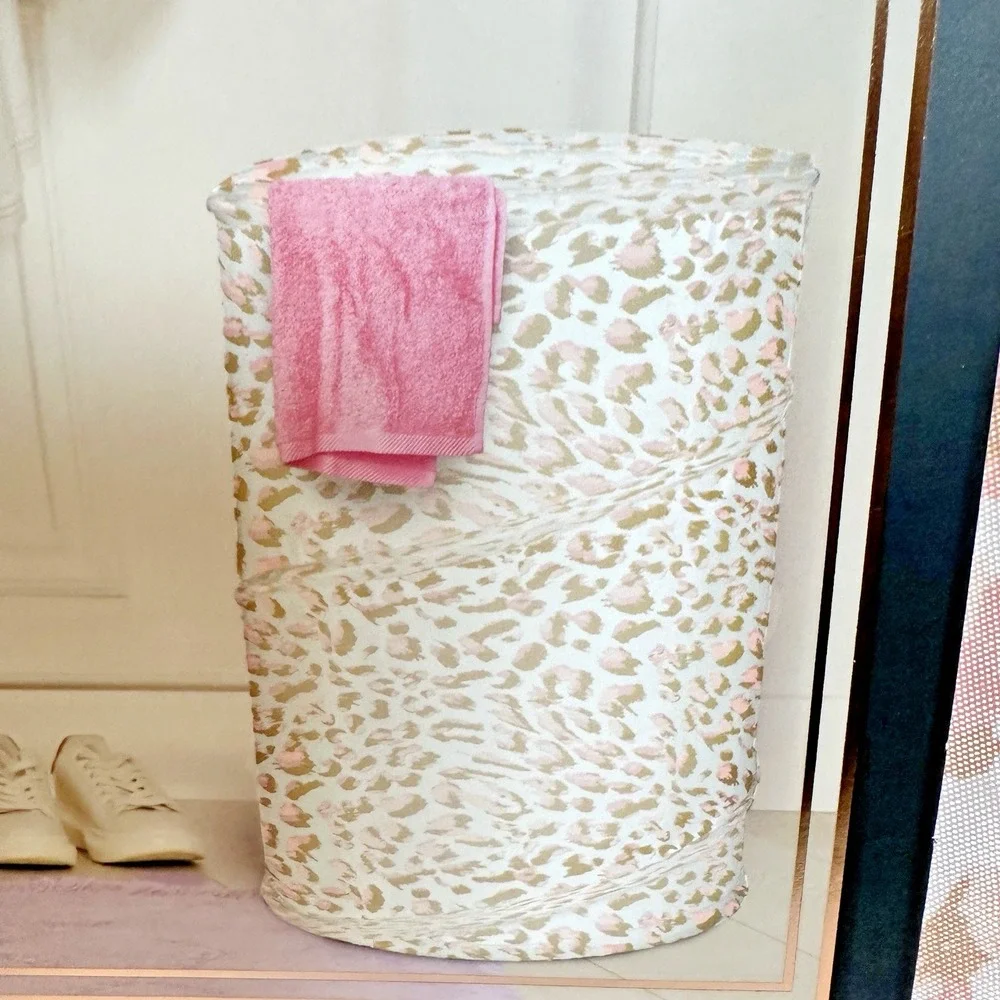 Juicy Couture Home Pop Up Laundry Hamper Pink Leopard Collapsible Mesh New